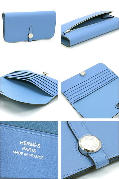 HERMES/エルメス コピー★ドゴンロング×２つ折り財布×ブルー★ 6052606